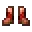 Invicon Redstone Trim Copper Boots.png: Inventory sprite for Redstone Trim Copper Boots in Minecraft as shown in-game linking to Redstone Trim Copper Boots with description: Copper Boots Upgrade: &nbsp;&yArmor Trim &nbsp;Redstone Material When on Feet: +1 Armor