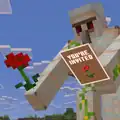 Iron Golem handing out an invitation and a rose