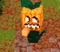 A jack o' lantern shooting a pumpkin seed.