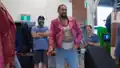 Jason Momoa out of character, getting dressed for shooting