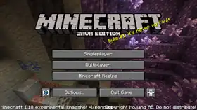 Java Edition 1.18 experimental snapshot 4 menu.png: Infobox image for Minecraft 1.18 experimental snapshot 4 the version in Minecraft