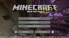 Java Edition 1.18 experimental snapshot 5 menu.png: Infobox image for Minecraft 1.18 experimental snapshot 5 the version in Minecraft