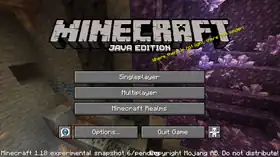 Java Edition 1.18 experimental snapshot 6 menu.png: Infobox image for Minecraft 1.18 experimental snapshot 6 the version in Minecraft