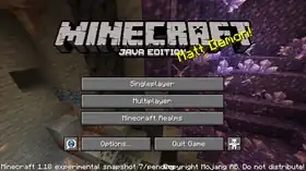 Java Edition 1.18 experimental snapshot 7 menu.png: Infobox image for Minecraft 1.18 experimental snapshot 7 the version in Minecraft