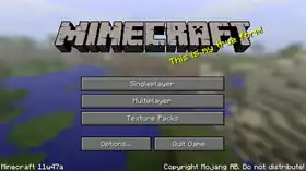 Java Edition 11w47a menu.png: Infobox image for Minecraft 11w47a the version in Minecraft