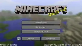 Java Edition 12w01a menu.png: Infobox image for Minecraft 12w01a the version in Minecraft