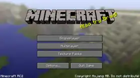 Java Edition RC2 menu.png: Infobox image for Minecraft RC2 the version in Minecraft