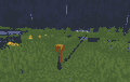 Lightning hitting a lightning rod and sending a redstone signal.