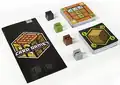 The complete setup of the Minecraft Card Game, complete with card holders and an instruction booklet.