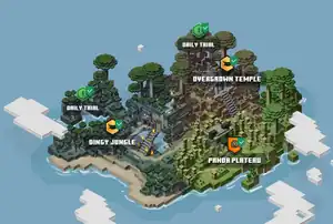 The map of Jungle Awakens featuring all 3 locations.