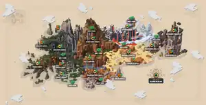 The pre-The Stronghold and pre-The Tower map of the mainland with the location and daily trial icons.