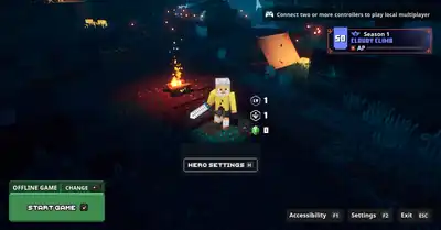 MCD Screenshot Main Menu.png: Infobox image for Minecraft Dungeons the program in Minecraft