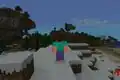 Sunlight influences shadows on entities in Bedrock Edition.