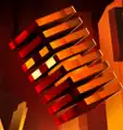 A magma cube in the poster art for the Flames of the Nether DLC.