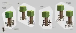 Concepts for how mangrove roots could be portrayed in-game.