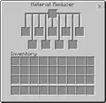 The interface of the material reducer with a grass block being placed inside of the input slot.