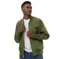 The bomber jacket worn by a model.