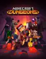 Minecraft Dungeons vertical key art with old logo.