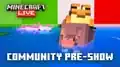 Frog riding armadillo & swimming with axolotl to promote the Minecraft LIVE Community Pre-Show.