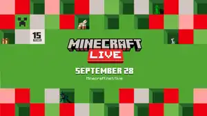Featuring the Minecraft Live logo, the date and the minecraft.net/live website.