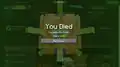 "You Died" screen after consuming too many poisonous potatoes