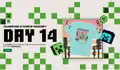 Day 14 discount code for Anniversary Collection merch on shop.minecraft.net.