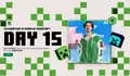 Day 15 discount code for Anniversary Collection merch on shop.minecraft.net.