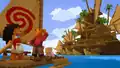 Ditto. Moana and two other players sailing towards a kakamora ship.