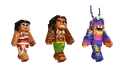 Promotional renders of Moana, Maui, and Tamatoa.