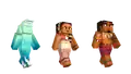Promotional renders of Ocean, Sina, and Chief Tui.