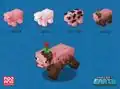 Initial concept of mob variations, featuring the Muddy Pig with original texture.