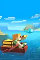 Mobile wallpaper of Alex going on an adventure with a boat with chest and an allay.