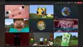 Image of many mobs and characters on a Teams call, including the enderman.