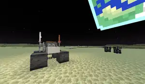 The lunar base located alongside a group of moon cows with the earth visible in the background