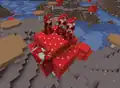 A series of mooshrooms spawned on top of a huge red mushroom