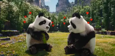 Pandas in a jungle