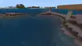 A mushroom field shore in Bedrock Edition