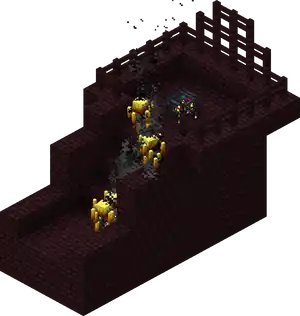 A blaze monster spawner in a nether fortress.