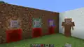 Each command block type placed in a wall.