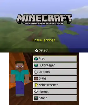 New Nintendo 3DS Edition main menu.png: Infobox image for 1.9.19 the version in Minecraft