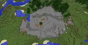 An oak generated on dirt in a erosion.