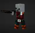 A pillager aimimg, as seen in the earlier teasers and art for Minecraft Dungeons.