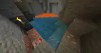 A water flowing on lava lake, creating obsidian. The water was placed by a player.