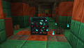 A silverfish next to an ominous trial spawner.
