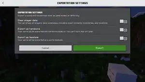 The exportation settings menu.