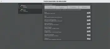 The "Player Permissions" screen when all options are locked, in a server.