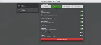 The "Player Permissions" screen from other players.