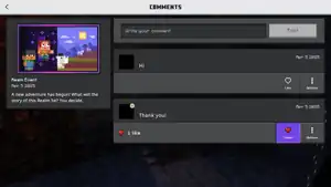 The comments screen of a story.