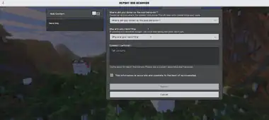 The "Report Bad Behavior" screen.