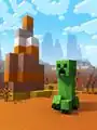 Artwork of a creeper roaming in a badlands.